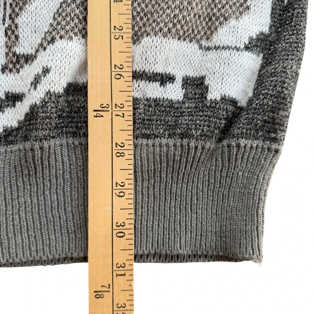 Carole Little for St Tropez Wear Women's Large Mock Neck Taxi Scene Knit Sweater